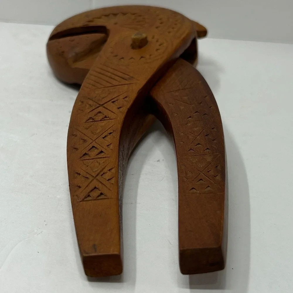 Vintage Hand Carved Wooden Horse Nutcracker‎ Folk Art Geometric Sunburst 8 Inch
